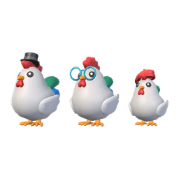 The Clucks together: Buck on the left, Betty in the centre, Kit on the right